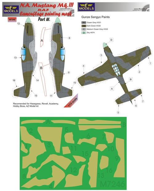 LF Models LFMM7246 Mustang Mk.III RAF Pt.III Camo Paint Masks 1:72