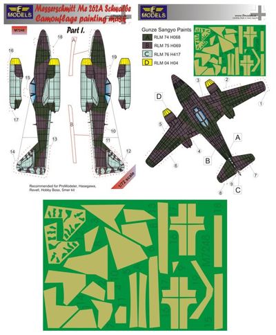 LF Models LFMM7248 Me-262A Schwalbe Pt I Camo Paint Masks 1:72