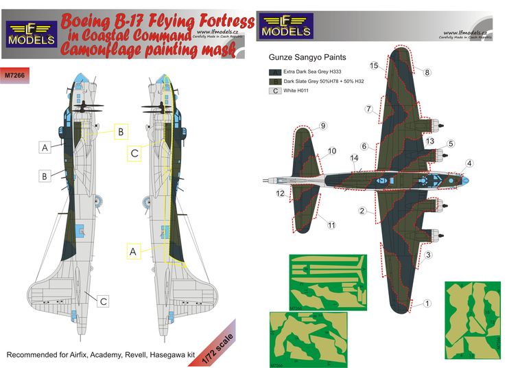 LF Models LFMM7266 B-17 Flying Fortress Coastal Command Masks 1:72