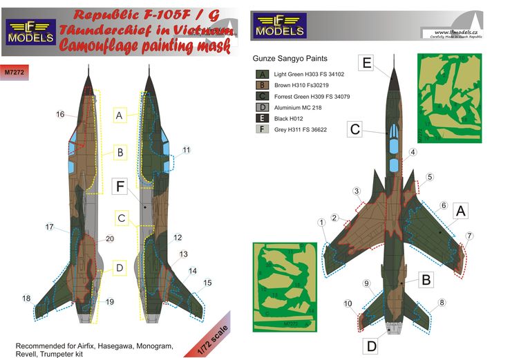 LF Models LFMM7272 1:72 Republic F-105F/G Thunderchief camouflage masks