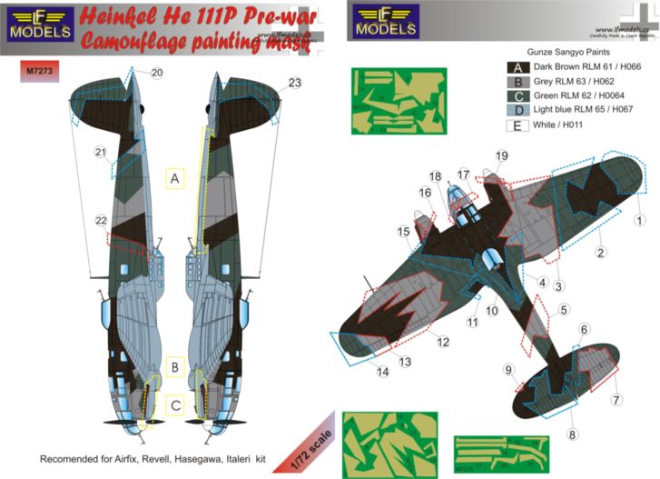 LF Models LFMM7273 1:72 Heinkel He-111P-2 pre-war camouflage pattern paint masks