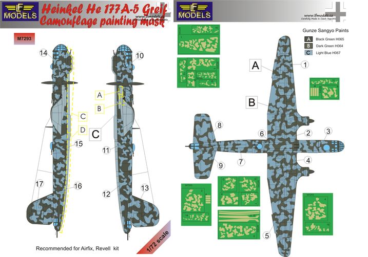 LF Models LFMM7293 1:72 Heinkel He-177A-5 Greif camouflage pattern paint masks