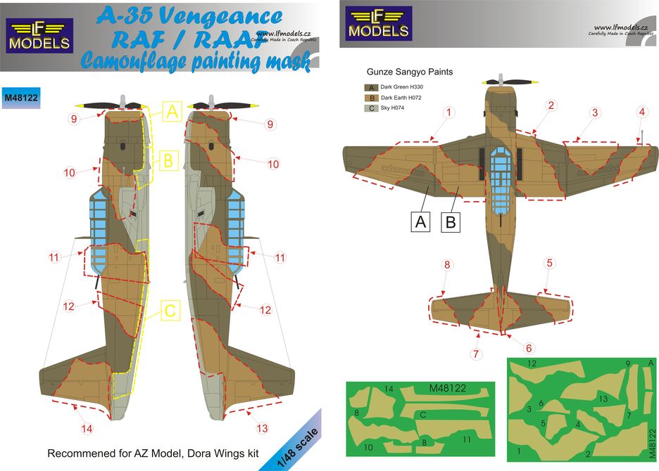 LF Models LFMM48122 Vultee Vanguard Mk.I RAF/RAAF Camo Masks 1:48