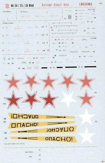 Linden Hill LHD35003 Mil Mi-24 Hind Cyrillic Stencil Decals 1:35