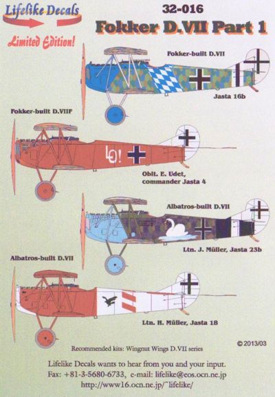 Lifelike LL32016 1:32 Fokker D.VII part 1