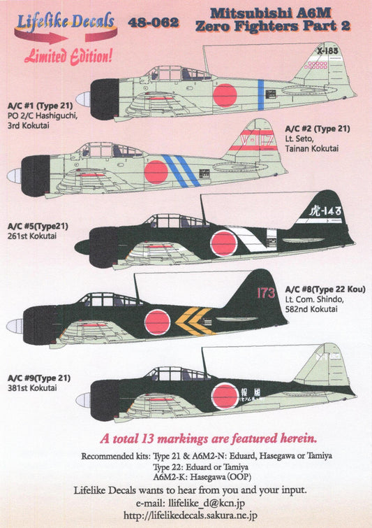 Lifelike LL48062 1:48 Mitsubishi A6M2/A6M3 Zero part 2 14 pages of instruction