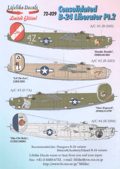 Lifelike LL72029 B-24 Liberator Double Trouble/Lil De-Icer 1:72