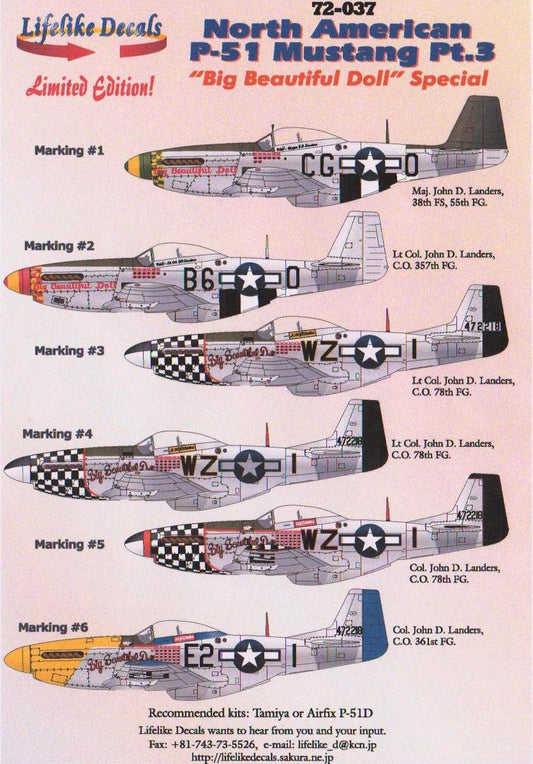 Lifelike LL72037 P-51D Mustang Pt 5 Big Beautiful Doll 1:72
