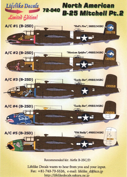 Lifelike LL72040 B-25C/D Mitchell Pt 2 Hell's Fire 1:72