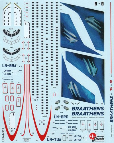 Lima November LN44533 Braathens 737-400/500/700 Northern Light 1:144