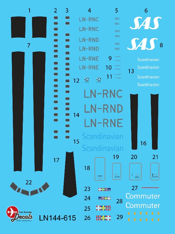 Lima November LN44615 1:144 SAS new colour scheme Fokker 50