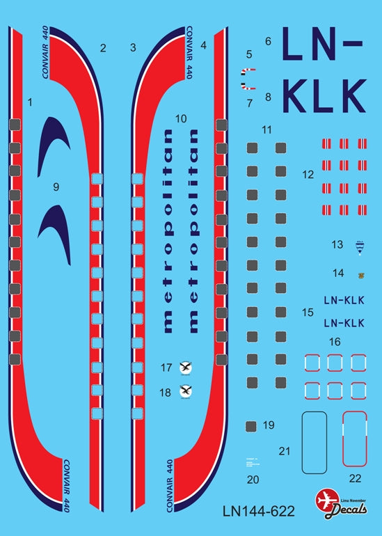 Lima November LN44622 1:144 Metropolitan Travel Club Convair CV-440 LN-KLK