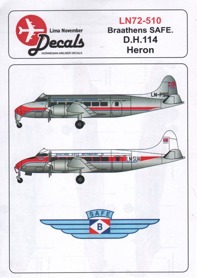 Lima November LN72-510 1:72 de Havilland Heron DH.114 Braathens SAFE