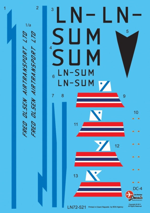 Lima November LN72-521 1:72 FRED OLSEN 1 colour scheme Douglas DC-4