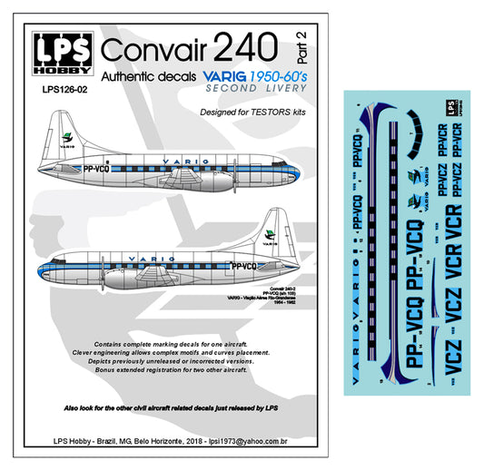 LPS LPS126-02 Varig Convair 240 Delivery Colors 1:126