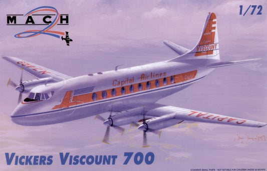 Mach 2 MACH7246 1:72 Vickers Viscount 700 with decals for Capitol Airlines