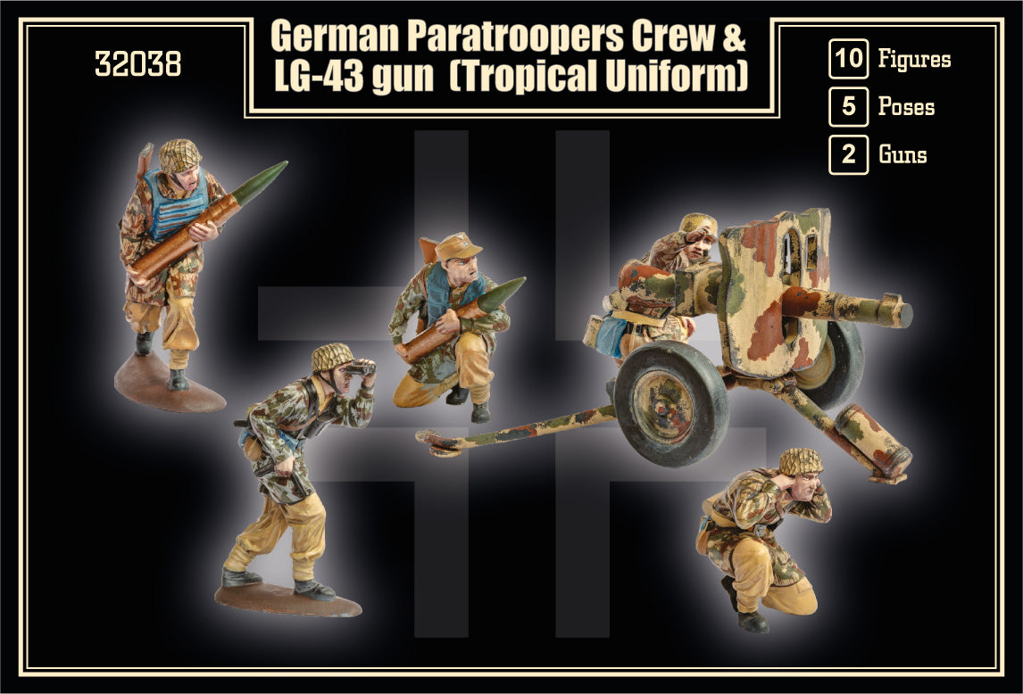Mars MAR32038 1:32 German Paratroopers with 10,5cm tropical uniform