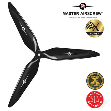 Master Airscrew 13x12 3X Power X-Class Giant Racing Drone Propeller (CW) Reverse/Pusher Black 3X13X12RB1