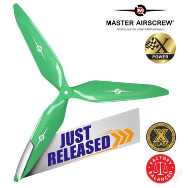 Master Airscrew 13x12 3X Power X-Class Giant Racing Drone Propeller (CW) Reverse/Pusher Green 3X13X12RG1