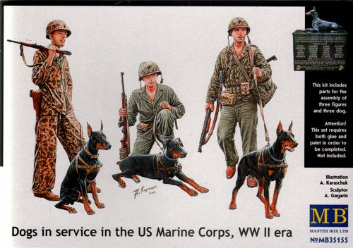 Master Box MAS35155 1:35 Dogs in the service in Marine Corps, WW II era