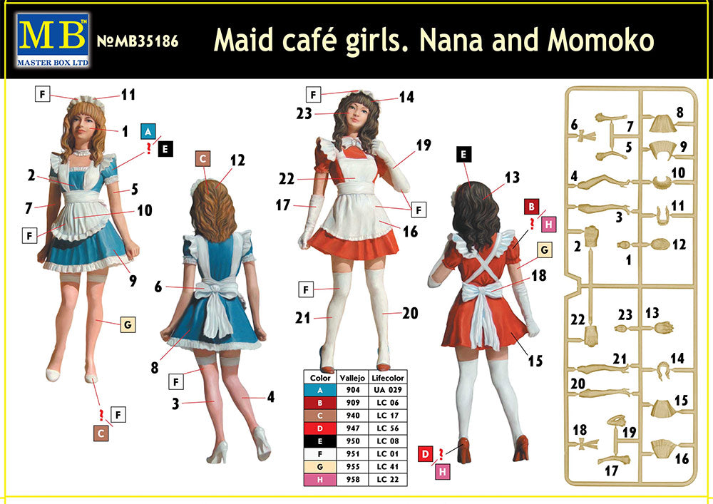 Master Box MAS35186 1:35 Maid Cafe Girls, Nana and Momoko