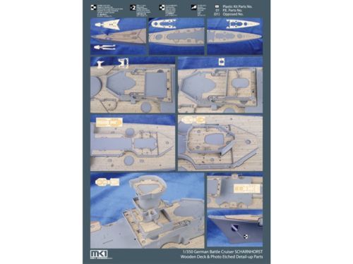 Mk.1 Design MD-35015 1:350 Battleship Scharnhorst WOODEN DECK