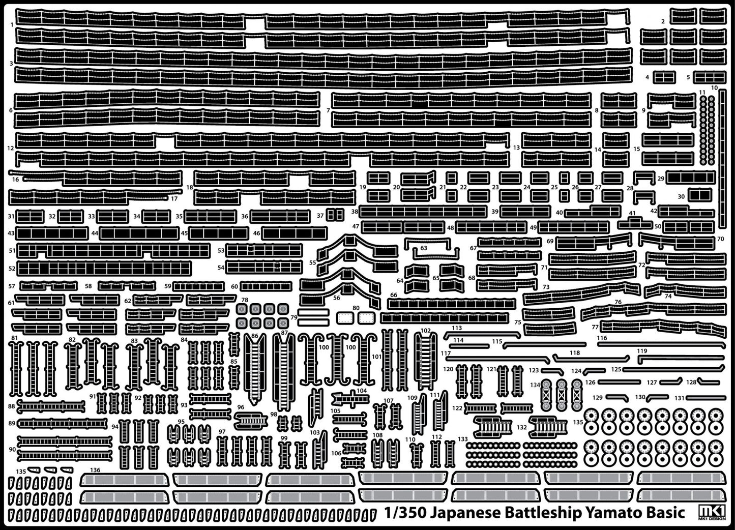 Mk.1 Design MD-35023 1:350 IJN Yamato Wooden Deck Light Pack