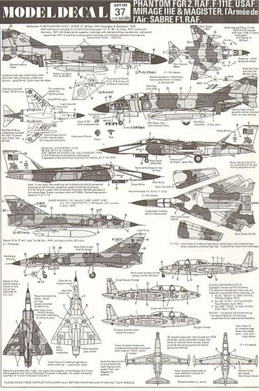 Modeldecal MD037 RAF Phantom FGR.2 / Sabre F.1 / F-111E 1:72