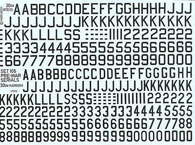 Modeldecal MD106 RAF Pre-War Black Serial Letters 30in 1:72