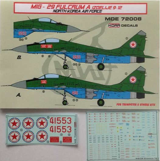 Kora MDE72008 1:72 Mikoyan MiG-29 'Fulcrum' 9-12 North Korea AF