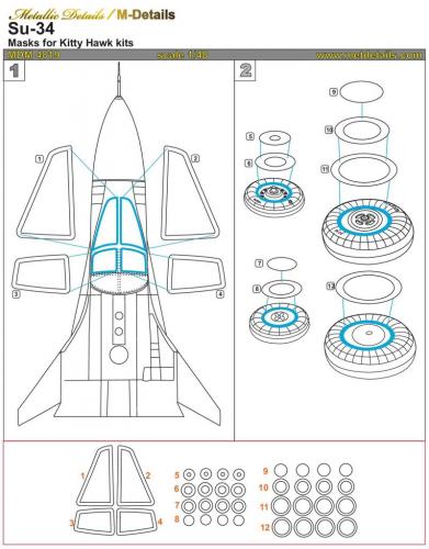 Metallic Details MDMDM4819 1:48 Sukhoi Su-34 Masks