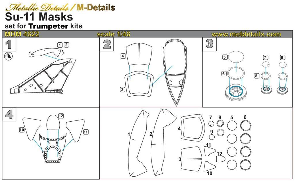Metallic Details MDMDM4822 1:48 Sukhoi Su-11 Masks