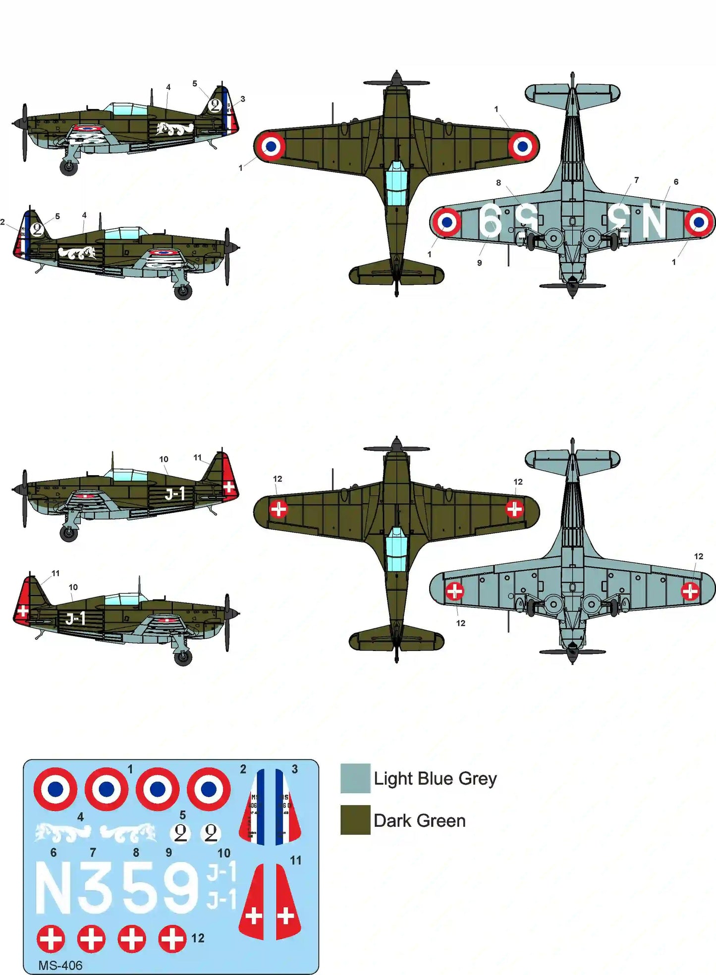 Metallic Details MDMDR14445 1:144 Morane-Saulnier MS.406C.1