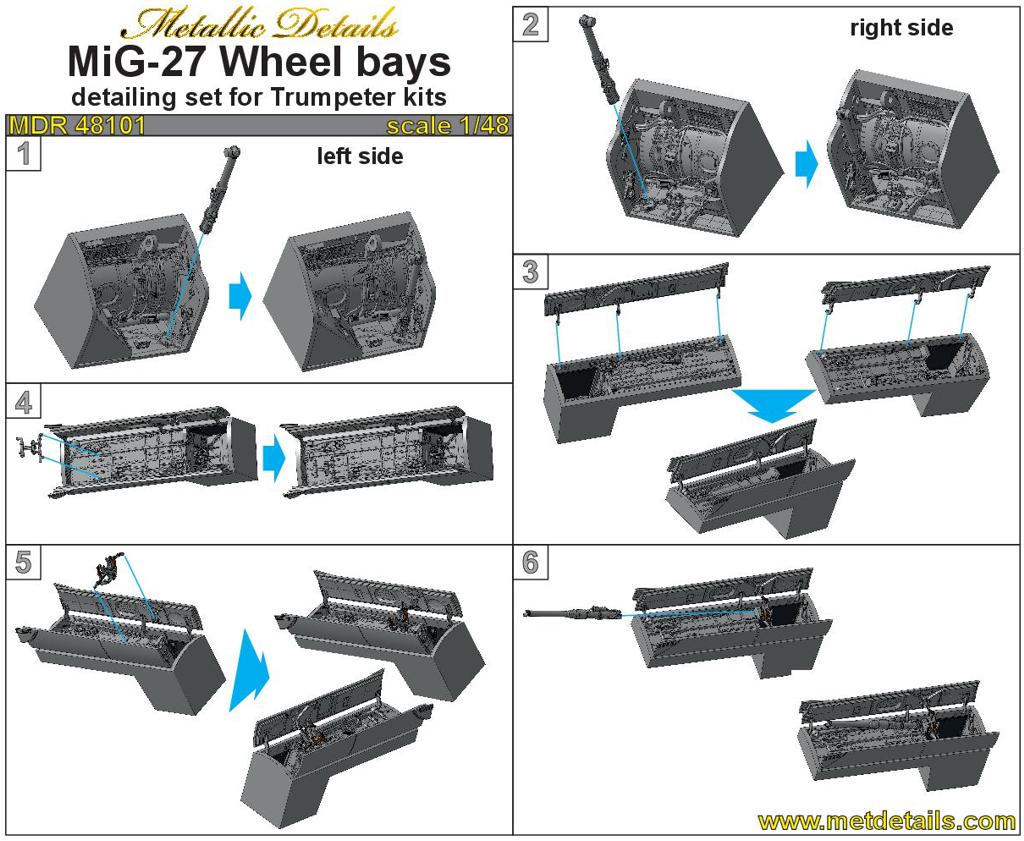 Metallic Details MDMDR48101 1:48 Mikoyan MiG-27 wheel bays