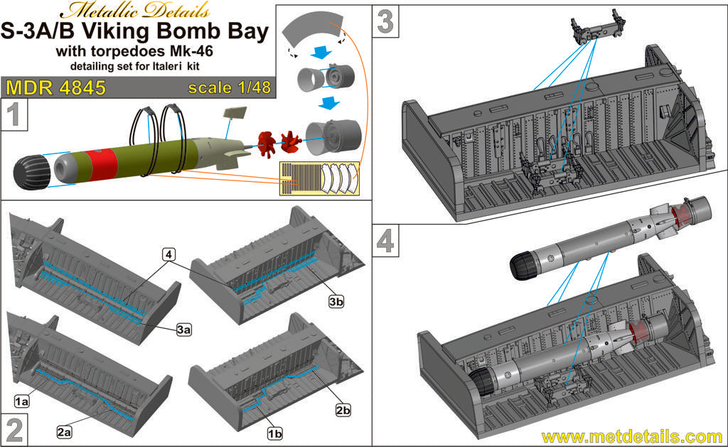 Metallic Details MDMDR4845 1:48 Lockheed S-3A/B Viking Bomb bay