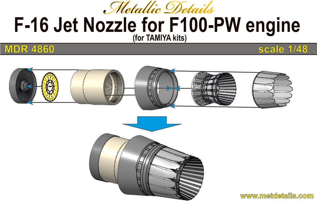 Metallic Details MDMDR4860 1:48 F-16C Jet nozzle for engine F100-PW