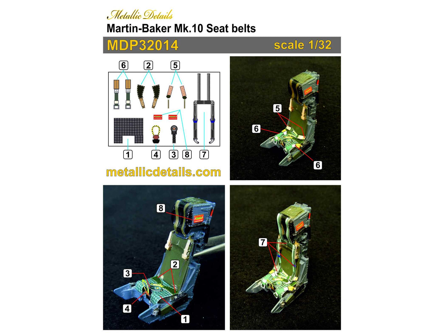 Metallic Details MDP32014 1:32 Martin-Baker Mk.10 seatbelts