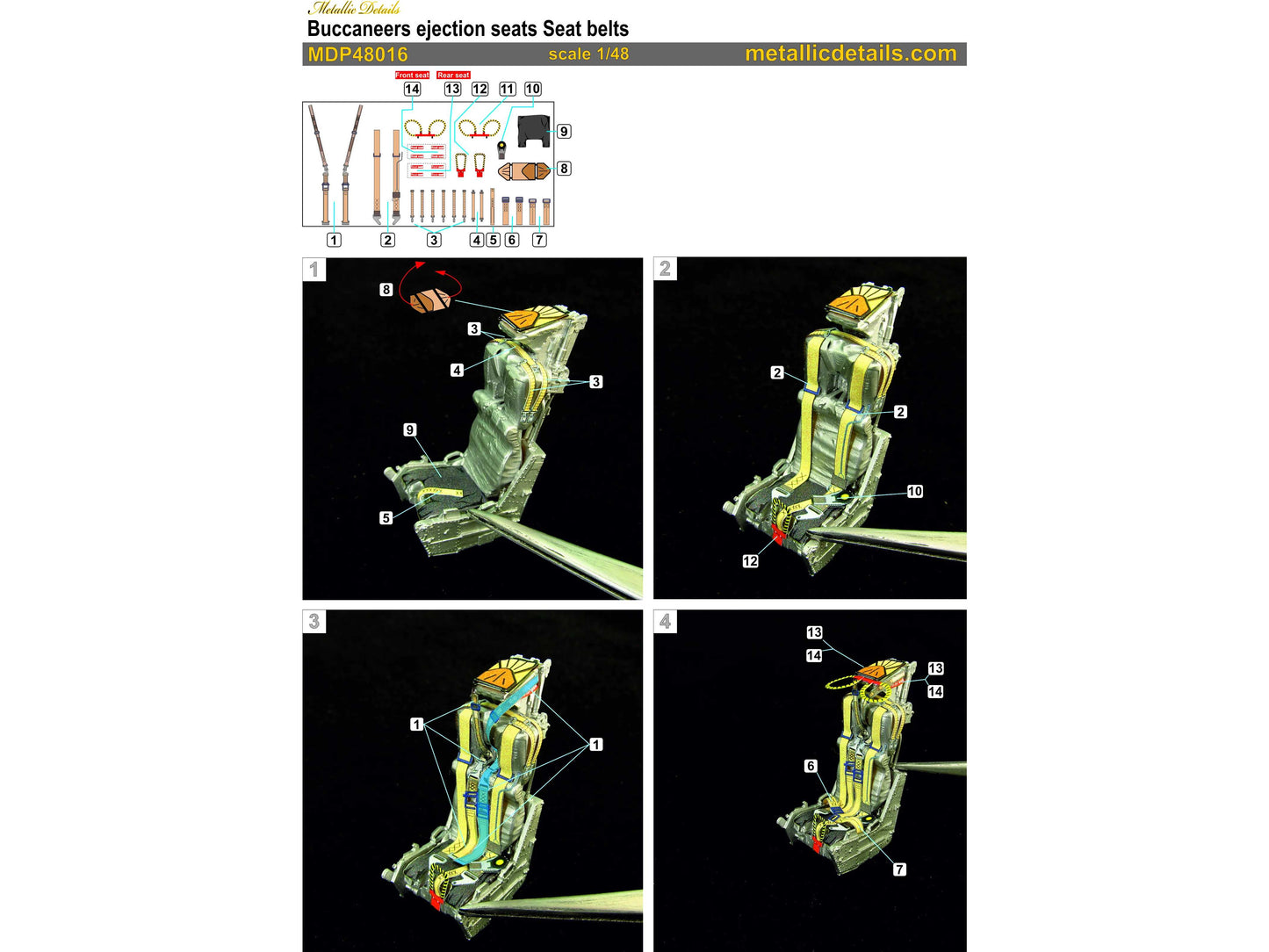 Metallic Details MDP48016 1:48 Blackburn Buccaneer seatbelts