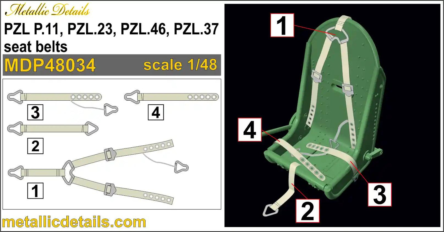 Metallic Details MDP48034 1:48 PZL P.11, PZL.23, PZL.46, PZL.37 seat belts