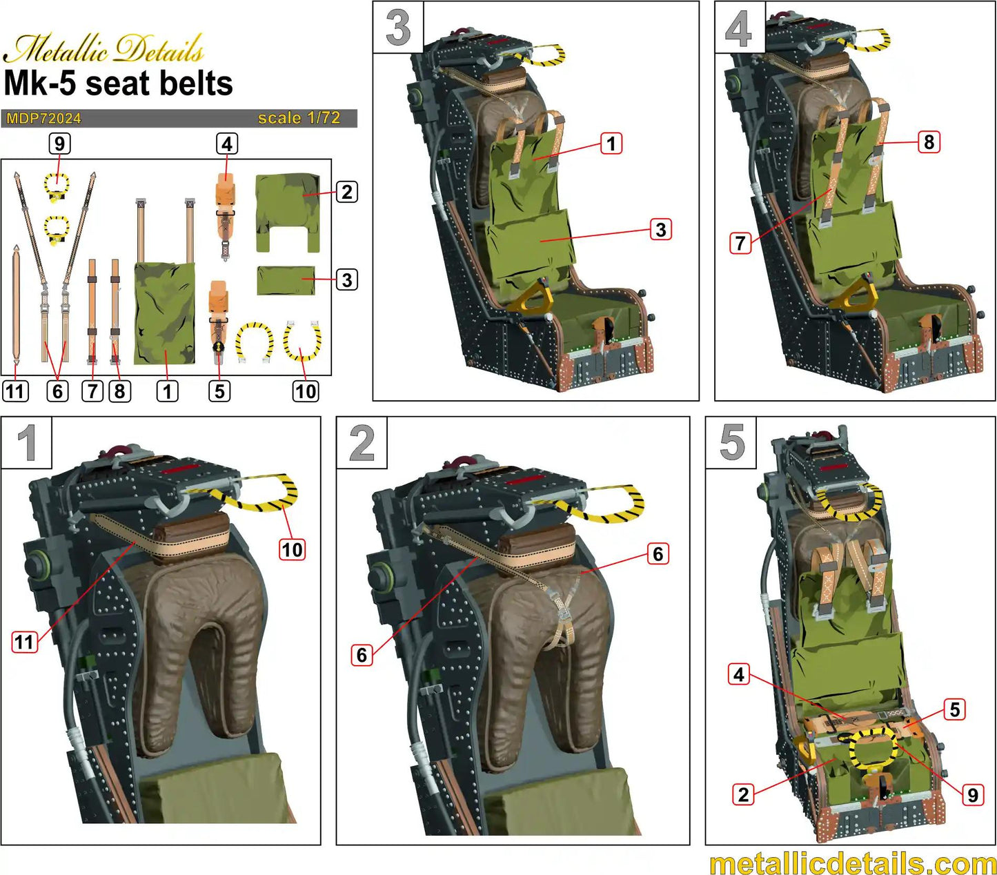 Metallic Details MDP72024 1:72 Mk-5 Seat belts