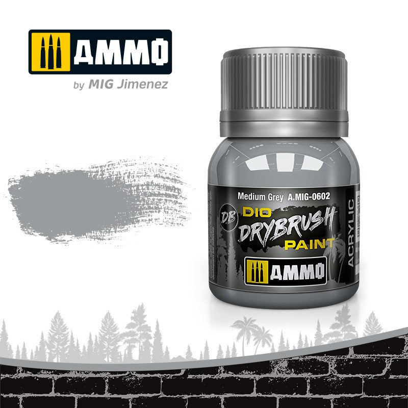 Ammo by MIG Drybrush Medium Grey For Model Kits MIG 0602