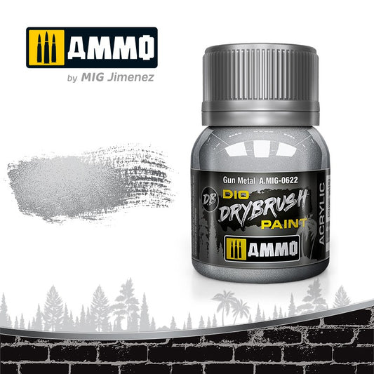 Ammo by MIG Drybrush Gun Metal For Model Kits MIG 0622