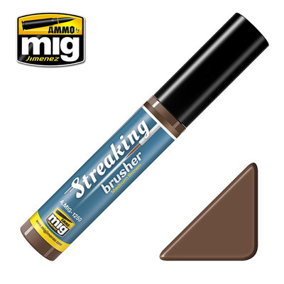 Ammo by MIG Medium Brown Streaking Brusher For Model Kits MIG 1250