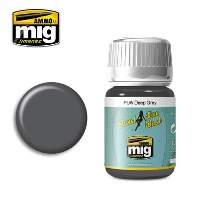 Ammo by MIG Deep Grey Panel Line Wash For Model Kits MIG 1602