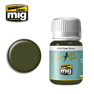 Ammo by MIG Green Brown Panel Line Wash For Model Kits MIG 1612