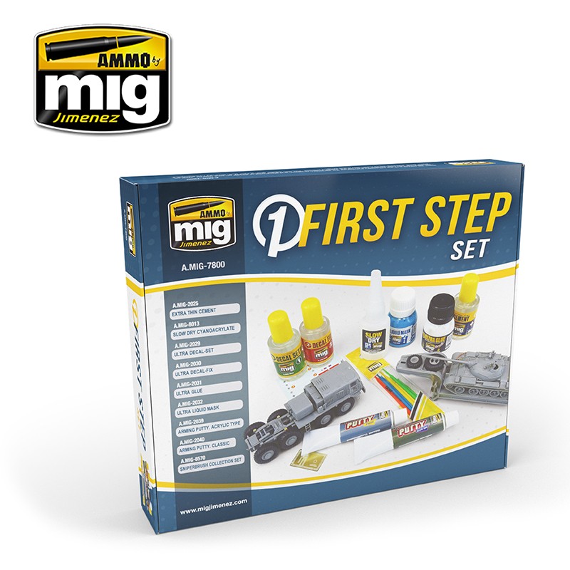 Ammo by MIG First Steps Set - Beginners Set for Model Kit Painting 7800