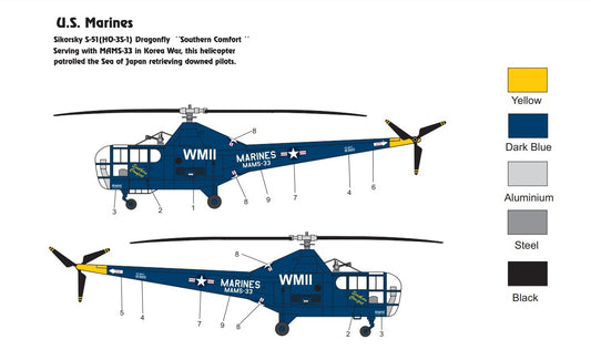 Miniwing-Plastic MINI340 Sikorsky HO-3S-1 USMC Dragonfly 1:144