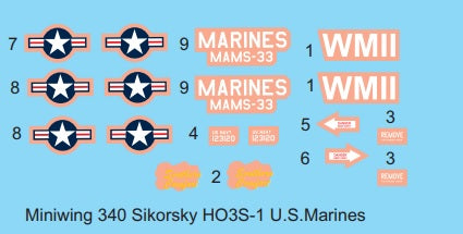 Miniwing-Plastic MINI340 Sikorsky HO-3S-1 USMC Dragonfly 1:144