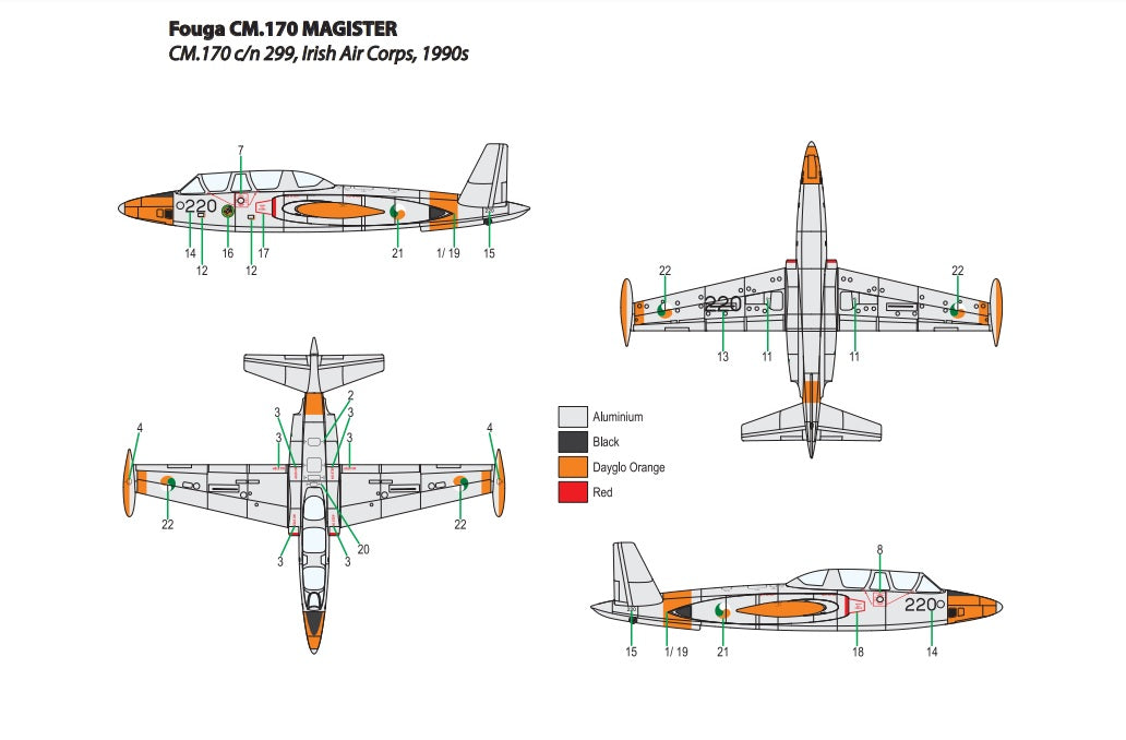 Miniwing-Plastic MINI354 Fouga CM.170 Magister Irish Corps 1:144