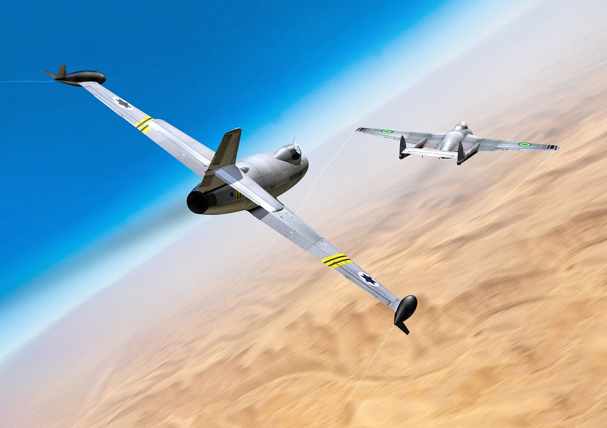 Miniwing-Plastic MINI355 Ouragan vs Vampire Dogfight Set 1:144